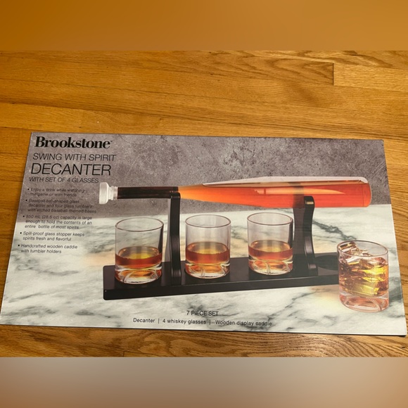 - Baseball bat decanter with glasses